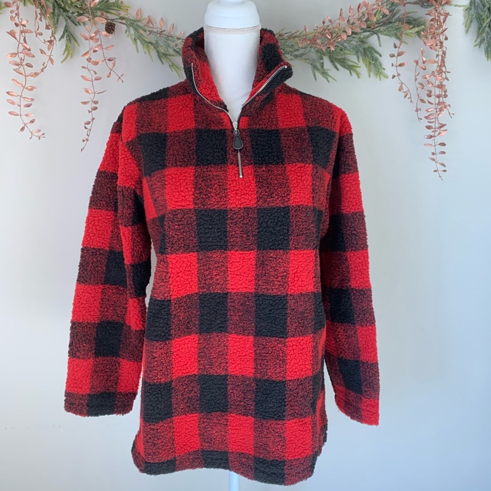 Buffalo Plaid Sherpa Pullover sweatshirt